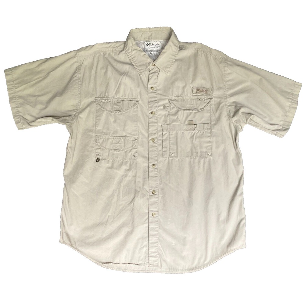 Columbia PFG Cargo Utility Shirt Mens L Vented Fishing Button Up Outdoor Camp - Picture 1 of 14
